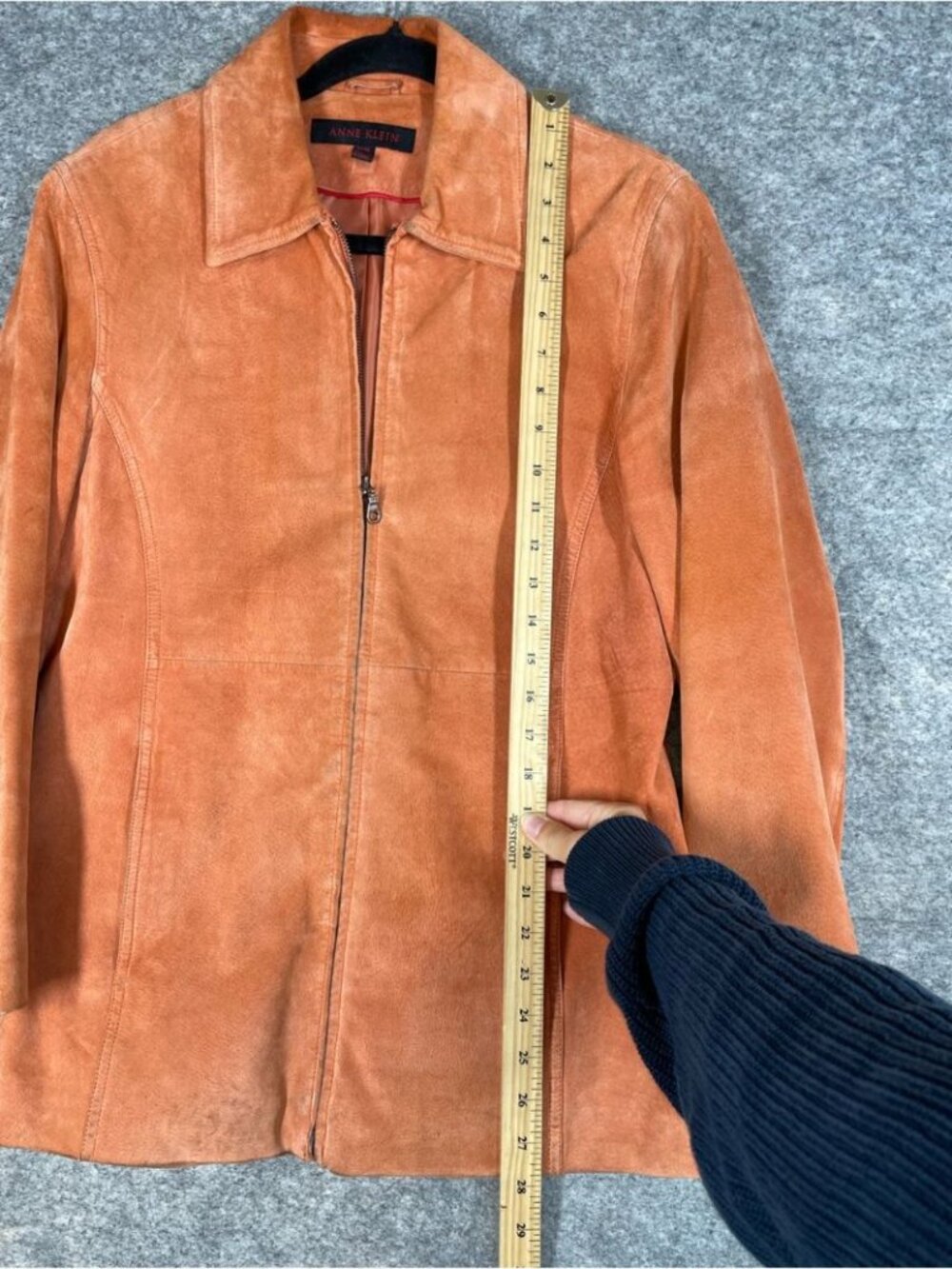 Vintage Anne Klein Leather Jacket Medium Zip Moto Minimalist Western Festival - Picture 16 of 16